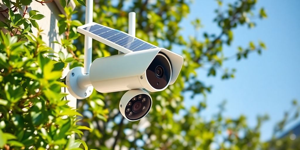 دوربین امنیتی بی سیم خورشیدی در فضای باز