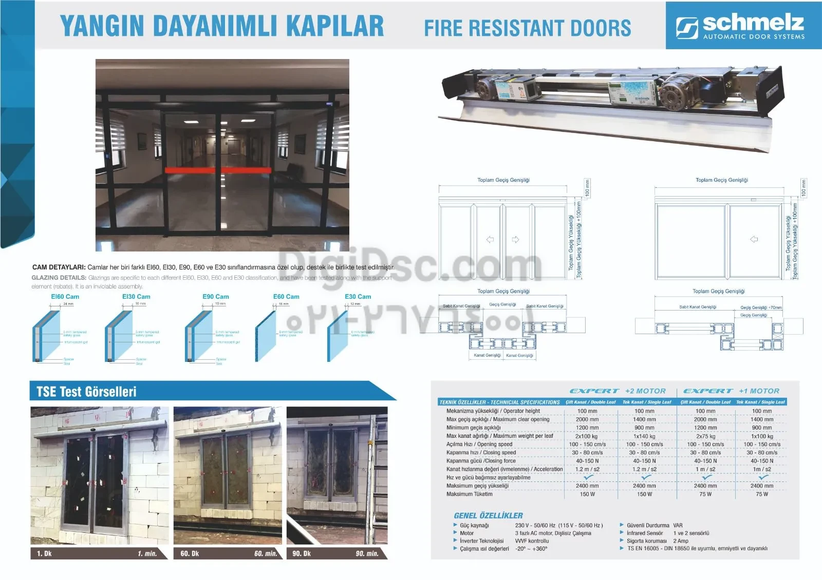yangin kapi Glass door Schmeltz Fire resaistance catalogue Digidsc B درب شیشه ای اتوماتیک اشملز ترکیه ضد حریق YANGIN